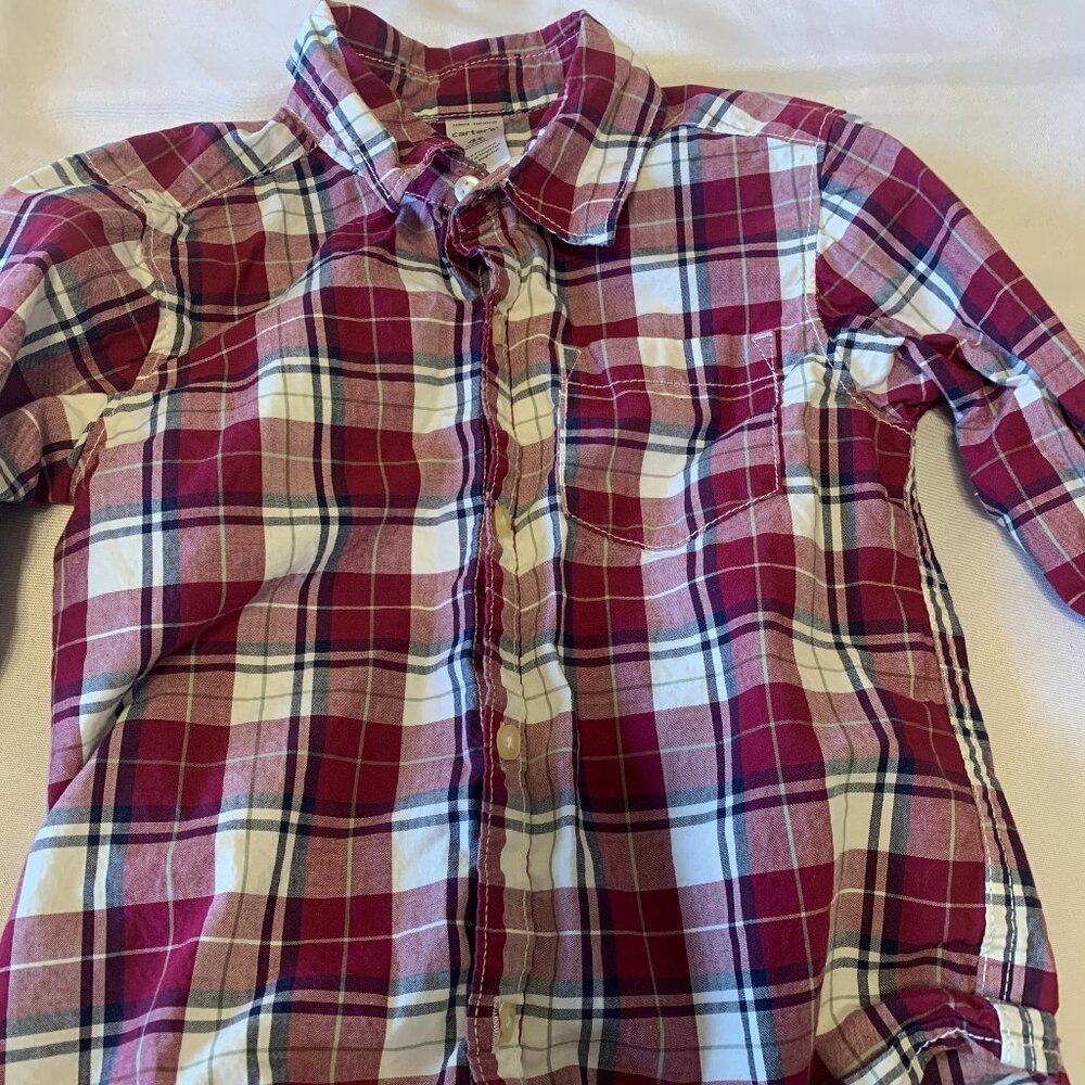Carter's 4T Plaid Long Sleeve Button Down Shirt
